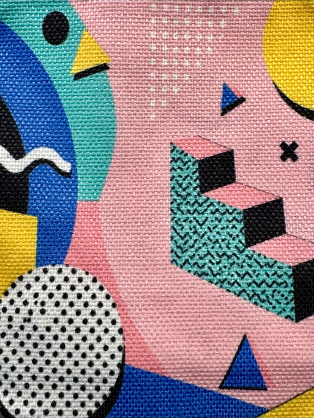 New Geometric Retro 80s Style Zippered Makeup Bag w/ Cassette & Boombox Charms